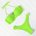 Bikini Set High Cut Solid  Swimsuit Women Swimwear Push Up Bathing Suit Beachwear Leopard Bikini Women's Ribbed Underwire Bikini High Cut Bikini V Swimwear Butterfly Print High Leg Bikini Swimsuit Stevvex