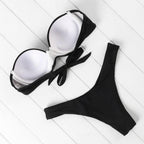 Bikini Set High Cut Solid  Swimsuit Women Swimwear Push Up Bathing Suit Beachwear Leopard Bikini Women's Ribbed Underwire Bikini High Cut Bikini V Swimwear Butterfly Print High Leg Bikini Swimsuit Stevvex