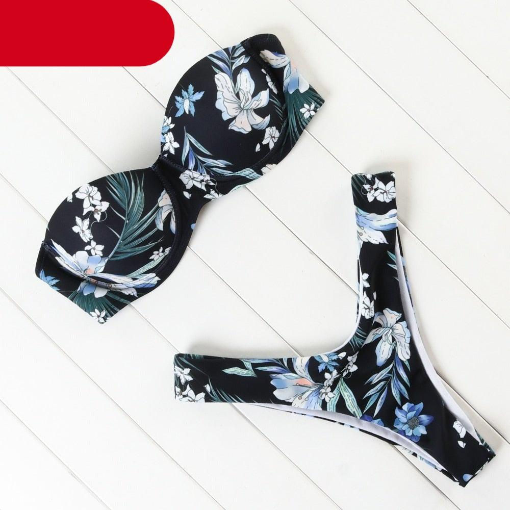 Bikini Set High Cut Solid  Swimsuit Women Swimwear Push Up Bathing Suit Beachwear Leopard Bikini Women's Ribbed Underwire Bikini High Cut Bikini V Swimwear Butterfly Print High Leg Bikini Swimsuit Stevvex