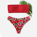 Bikini Set Women Low Waist Push-up Bikini Swimsuit Women's Push Up Front Bikini Swimsuit Elastic High Waist Bikini Set Bathing Suits 2 Piece Swimwear Bandage Bikini Sets Pink Swimwear Bathing Suit For Women Stevvex
