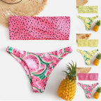 Bikini Set Women Low Waist Push-up Bikini Swimsuit Women's Push Up Front Bikini Swimsuit Elastic High Waist Bikini Set Bathing Suits 2 Piece Swimwear Bandage Bikini Sets Pink Swimwear Bathing Suit For Women Stevvex