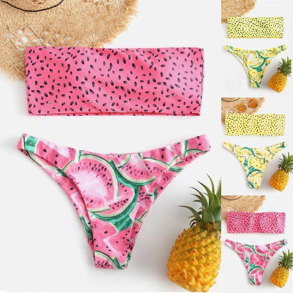 Bikini Set Women Low Waist Push-up Bikini Swimsuit Women's Push Up Front Bikini Swimsuit Elastic High Waist Bikini Set Bathing Suits 2 Piece Swimwear Bandage Bikini Sets Pink Swimwear Bathing Suit For Women Stevvex