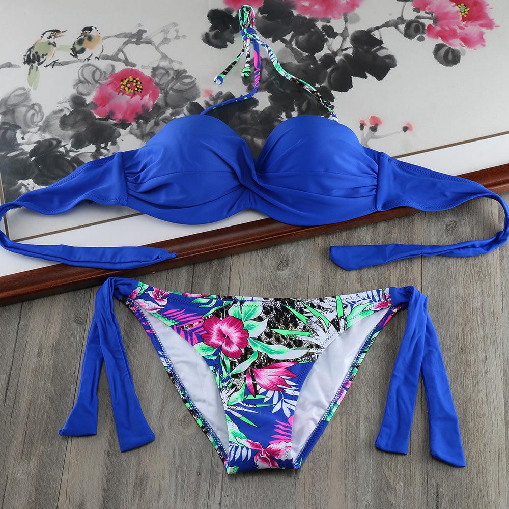Bikini Solid Strappy Bandage Bikinis Set White Push Up Bikini Swimwear Swimsuit Bathing Suit Women's Ribbed Tie Bikini Adjustable Lace Up Bottom String Women Swimsuit Stevvex