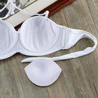 Bikini Solid Strappy Bandage Bikinis Set White Push Up Bikini Swimwear Swimsuit Bathing Suit Women's Ribbed Tie Bikini Adjustable Lace Up Bottom String Women Swimsuit Stevvex