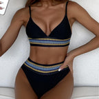 Bikini Swimwear Swimsuit Women Solid Bathing Suit Bikini Set With Pad Female High Waist Beachwear Women Bikini Swimsuits 2 Piece Deep V Neck Swimwear Adjustable Strap Back Bathing Suits Stevvex