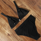 Bikini Swimwear Swimsuit Women Solid Bathing Suit Bikini Set With Pad Female High Waist Beachwear Women Bikini Swimsuits 2 Piece Deep V Neck Swimwear Adjustable Strap Back Bathing Suits Stevvex
