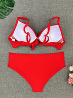 Bikini Swimwear Women High Waist Swimsuit Solid Color Bikini Set Women's Push Up Underwire Top Bottom Bikini Bathing Swimsuits Beach Wear Padded Push Up Bikini Set Female Stevvex