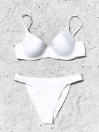 Bikini Swimwear Women High Waist Swimsuit Solid Color Bikini Set Women's Push Up Underwire Top Bottom Bikini Bathing Swimsuits Beach Wear Padded Push Up Bikini Set Female Stevvex