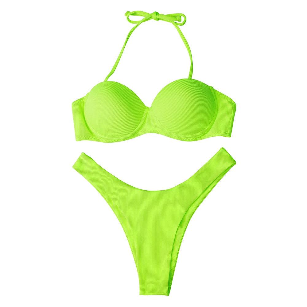 Bikini Swimwear Women Swimsuit  Leopard Bikini Set Women's Halter Triangle Bikini Bottom Cheeky Two Piece Swimsuits Push Up Bathing Suit Female Summer Beach Wear Stevvex