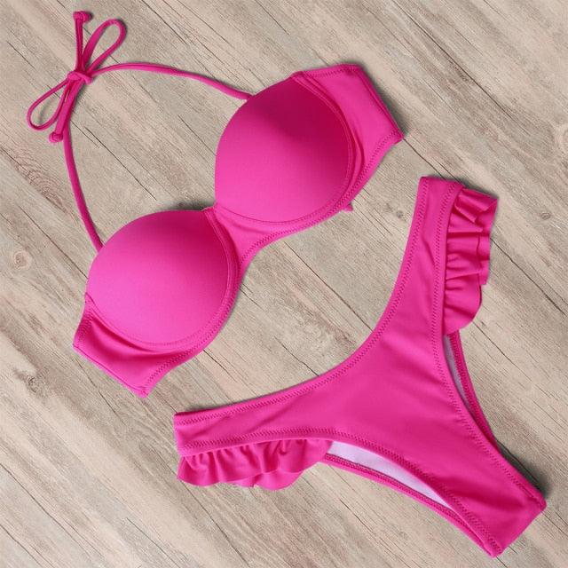 Bikini Swimwear Women Swimsuit  Leopard Bikini Set Women's Halter Triangle Bikini Bottom Cheeky Two Piece Swimsuits Push Up Bathing Suit Female Summer Beach Wear Stevvex