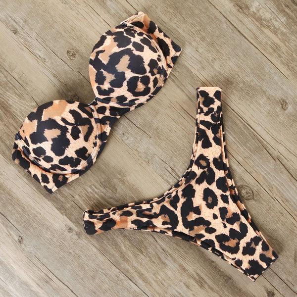 Bikini Swimwear Women Swimsuit  Leopard Bikini Set Women's Halter Triangle Bikini Bottom Cheeky Two Piece Swimsuits Push Up Bathing Suit Female Summer Beach Wear Stevvex
