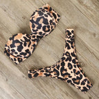 Bikini Swimwear Women Swimsuit  Leopard Bikini Set Women's Halter Triangle Bikini Bottom Cheeky Two Piece Swimsuits Push Up Bathing Suit Female Summer Beach Wear Stevvex