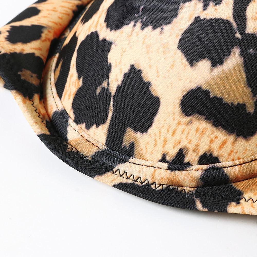 Bikini Swimwear Women Swimsuit  Leopard Bikini Set Women's Halter Triangle Bikini Bottom Cheeky Two Piece Swimsuits Push Up Bathing Suit Female Summer Beach Wear Stevvex