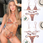 Bikini Triangle Adjust Swimwear Women's Crisscross Halter Bikini Lace Up Back Bandage Two Piece Strappy Bathing Suits G String Thong Swimwear Women Bathing Suit Hollow Out Quality Pleated Swimsuit Female Double-Sided Bikini Set Stevvex