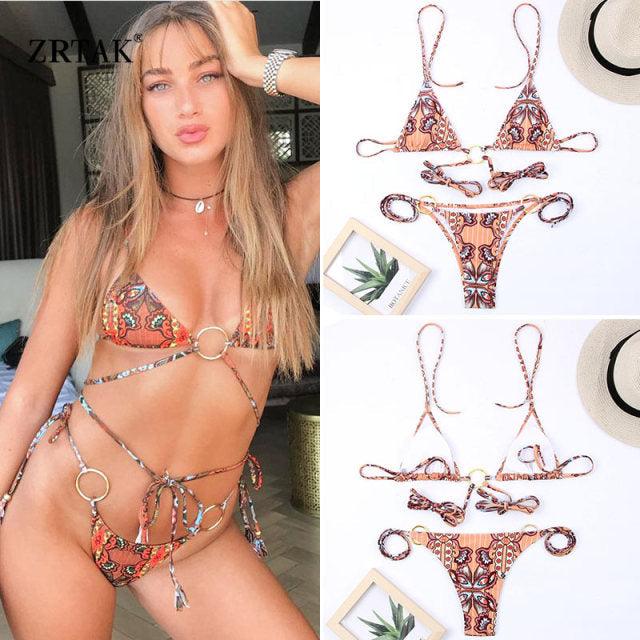 Bikini Triangle Adjust Swimwear Women's Crisscross Halter Bikini Lace Up Back Bandage Two Piece Strappy Bathing Suits G String Thong Swimwear Women Bathing Suit Hollow Out Quality Pleated Swimsuit Female Double-Sided Bikini Set Stevvex