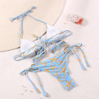 Bikini Triangle Adjust Swimwear Women's Crisscross Halter Bikini Lace Up Back Bandage Two Piece Strappy Bathing Suits G String Thong Swimwear Women Bathing Suit Hollow Out Quality Pleated Swimsuit Female Double-Sided Bikini Set Stevvex