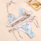 Bikini Triangle Adjust Swimwear Women's Crisscross Halter Bikini Lace Up Back Bandage Two Piece Strappy Bathing Suits G String Thong Swimwear Women Bathing Suit Hollow Out Quality Pleated Swimsuit Female Double-Sided Bikini Set Stevvex