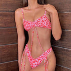 Bikini Triangle Adjust Swimwear Women's Crisscross Halter Bikini Lace Up Back Bandage Two Piece Strappy Bathing Suits G String Thong Swimwear Women Bathing Suit Hollow Out Quality Pleated Swimsuit Female Double-Sided Bikini Set Stevvex