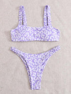 Bikini  Women Orange Leopard Push Up Padded Thong Swimsuit Female Cut Out Bathing Suit Swimwear Padded Push up Thong Bikini Sets  Swimsuits for Women Stevvex