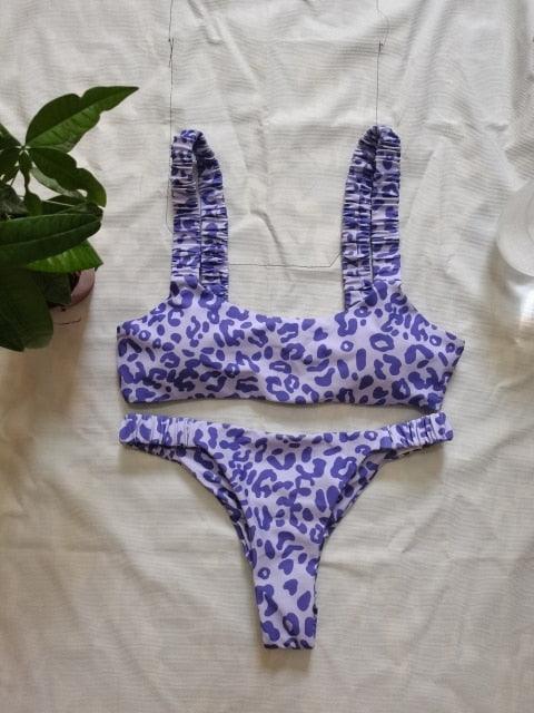 Bikini  Women Orange Leopard Push Up Padded Thong Swimsuit Female Cut Out Bathing Suit Swimwear Padded Push up Thong Bikini Sets  Swimsuits for Women Stevvex