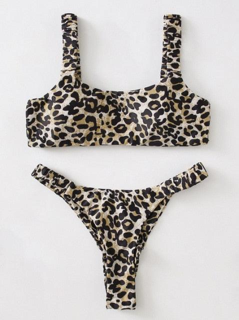 Bikini  Women Orange Leopard Push Up Padded Thong Swimsuit Female Cut Out Bathing Suit Swimwear Padded Push up Thong Bikini Sets  Swimsuits for Women Stevvex