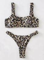 Bikini  Women Orange Leopard Push Up Padded Thong Swimsuit Female Cut Out Bathing Suit Swimwear Padded Push up Thong Bikini Sets  Swimsuits for Women Stevvex