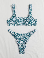 Bikini  Women Orange Leopard Push Up Padded Thong Swimsuit Female Cut Out Bathing Suit Swimwear Padded Push up Thong Bikini Sets  Swimsuits for Women Stevvex