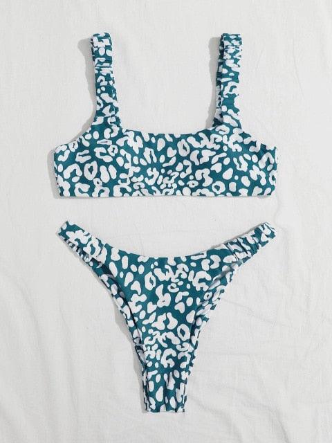 Bikini  Women Orange Leopard Push Up Padded Thong Swimsuit Female Cut Out Bathing Suit Swimwear Padded Push up Thong Bikini Sets  Swimsuits for Women Stevvex
