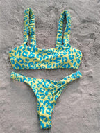 Bikini  Women Orange Leopard Push Up Padded Thong Swimsuit Female Cut Out Bathing Suit Swimwear Padded Push up Thong Bikini Sets  Swimsuits for Women Stevvex