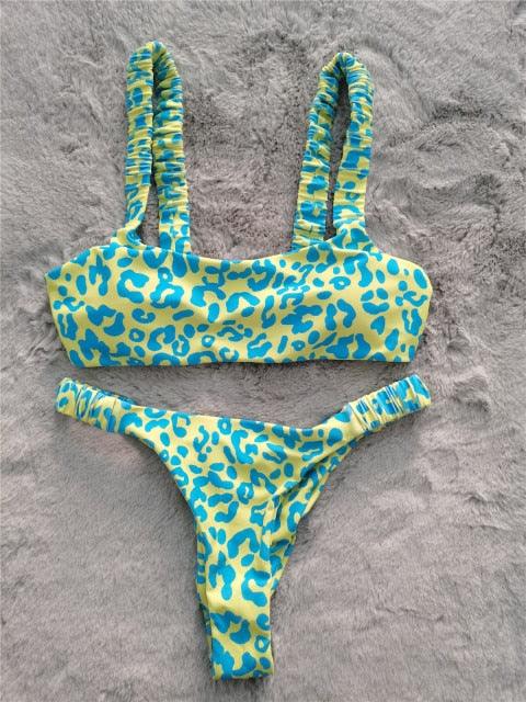 Bikini  Women Orange Leopard Push Up Padded Thong Swimsuit Female Cut Out Bathing Suit Swimwear Padded Push up Thong Bikini Sets  Swimsuits for Women Stevvex
