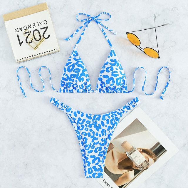 Bikini  Women Orange Leopard Push Up Padded Thong Swimsuit Female Cut Out Bathing Suit Swimwear Padded Push up Thong Bikini Sets  Swimsuits for Women Stevvex