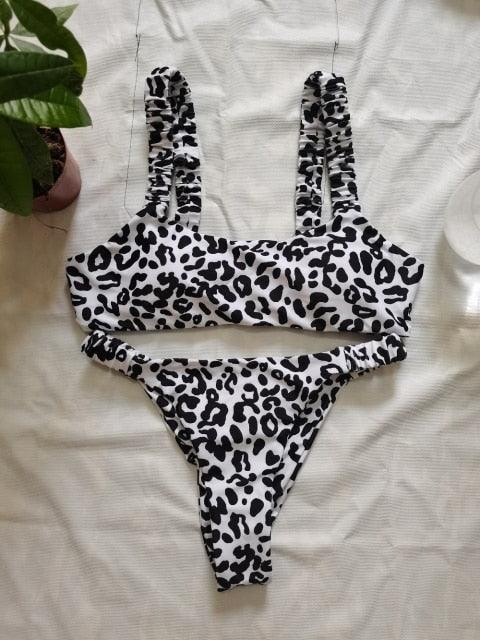 Bikini  Women Orange Leopard Push Up Padded Thong Swimsuit Female Cut Out Bathing Suit Swimwear Padded Push up Thong Bikini Sets  Swimsuits for Women Stevvex