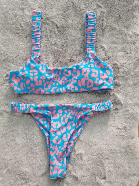 Bikini  Women Orange Leopard Push Up Padded Thong Swimsuit Female Cut Out Bathing Suit Swimwear Padded Push up Thong Bikini Sets  Swimsuits for Women Stevvex