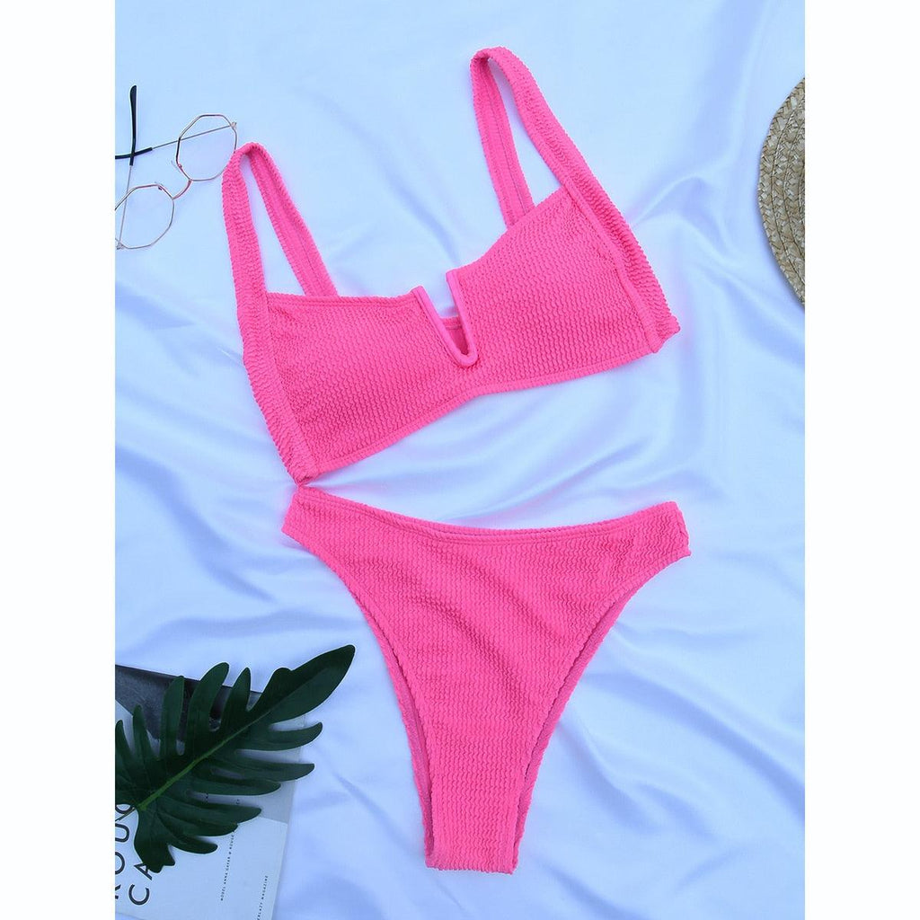 Bikini Women Swimsuit Female Bikini Set Solid Swimwear For Women Bathing Suit Swimming Suits Beach Wear Underwire Bikini High Cut Bikini Swimwear Solid Color High Leg Bikini Swimsuit Stevvex