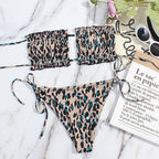 Bikini Women  Swimsuit Female Low Waist Swimwear Women Beach Mini Thong Bikini Set Bathing Suit Women Thong Swimsuits Strapless 2 Piece Bikini String Tie Ruffle Brazilian Bathing Suit Stevvex