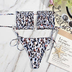 Bikini Women  Swimsuit Female Low Waist Swimwear Women Beach Mini Thong Bikini Set Bathing Suit Women Thong Swimsuits Strapless 2 Piece Bikini String Tie Ruffle Brazilian Bathing Suit Stevvex