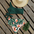 Bikini Women Swimwear Push Up Swimsuit One Shoulder Print Lightweight Bikini Set Bathing Suit Beach Swimming Suit High Waist Comfy One Shoulder Bikini Set Bathing Suit For Women Stevvex