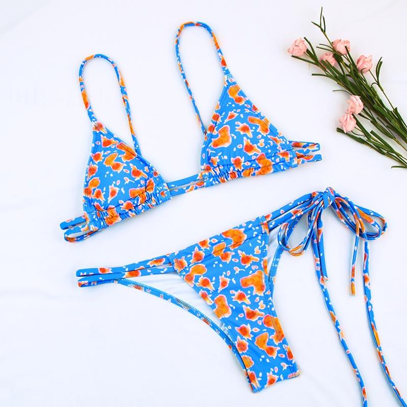 Bikinis Micro Adjustable Swimwear Women Summer Bikini Set Modern Colorful Print Beach Wear Women's Comfortable Swimsuit Knotted String Triangle Bikini Tie Side High Cut Bikini Set Stevvex