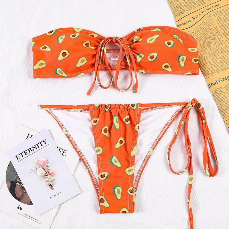 Bikinis Micro Adjustable Swimwear Women Summer Bikini Set Modern Colorful Print Beach Wear Women's Comfortable Swimsuit Knotted String Triangle Bikini Tie Side High Cut Bikini Set Stevvex