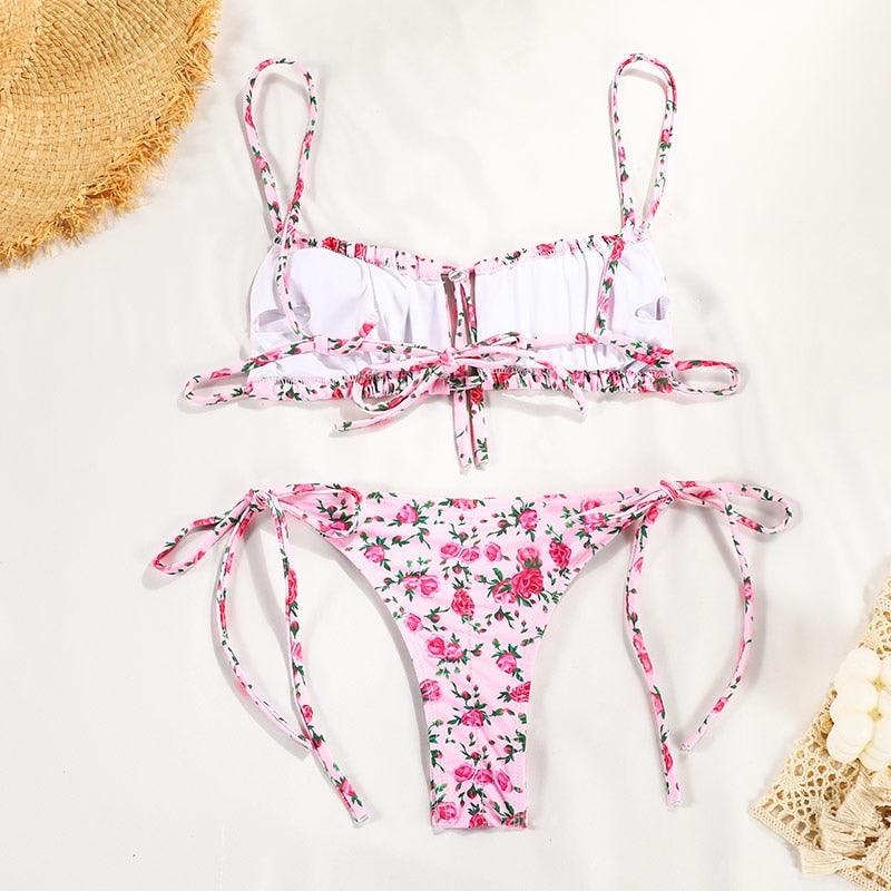 Bikinis Micro Adjustable Swimwear Women Summer Bikini Set Modern Colorful Print Beach Wear Women's Comfortable Swimsuit Knotted String Triangle Bikini Tie Side High Cut Bikini Set Stevvex