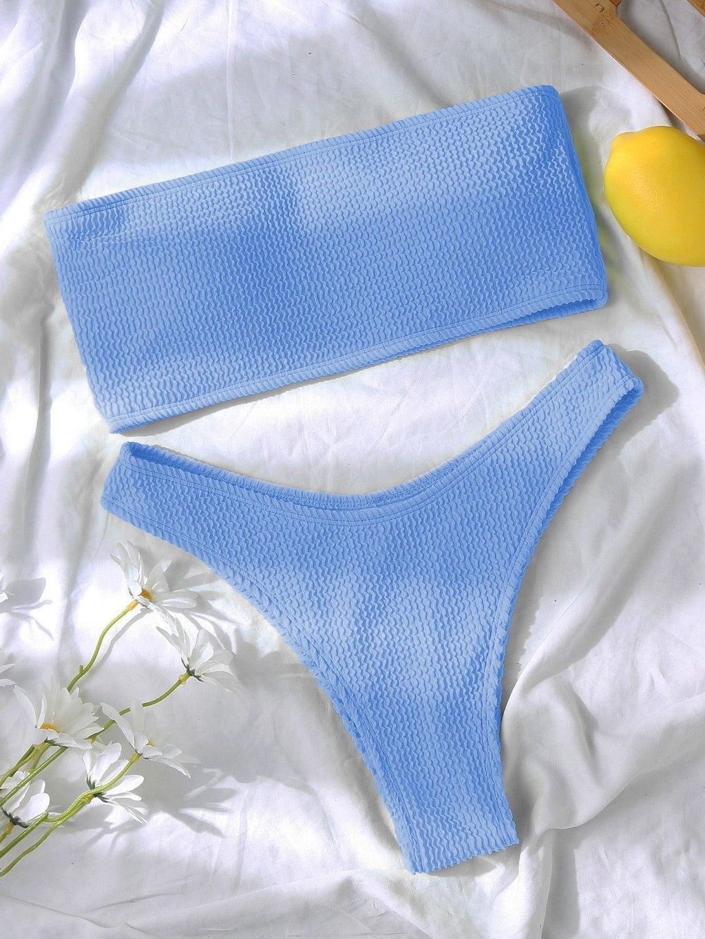 Bikinis Swimsuit Women Push Up Bikini Set  Female Swimwear Women's Strapless Solid Color 2 Pieces Bathing Suit Swimsuit Swimsuits Off Shoulder High Waist Bathing Suit High Cut Swimwear For Summer Stevvex