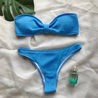 Bikinis Swimsuit Women Push Up Bikini Set  Female Swimwear Women's Strapless Solid Color 2 Pieces Bathing Suit Swimsuit Swimsuits Off Shoulder High Waist Bathing Suit High Cut Swimwear For Summer Stevvex