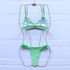 Bikinis Women's Swimsuits Crop Top High Cut Bikini Set String Bathing Suits Two Piece Swimsuits Ruffle Women's Swimwear Push Up Bathing Suits High Cut Bikini Set Two Piece Bathing Suits For Women Stevvex