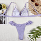 Bikinis Women's Swimsuits Crop Top High Cut Bikini Set String Bathing Suits Two Piece Swimsuits Ruffle Women's Swimwear Push Up Bathing Suits High Cut Bikini Set Two Piece Bathing Suits For Women Stevvex