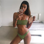 Bikinis Women Swimwear Two Piece Set Women Plus Size Swimwear Bandage Push-Up Padded Bra Bikini Set Swimsuit Bathing Suit Women Push-up Padded Bra Bandage Bikini Set Swimsuit Swimwear Bathing Stevvex