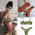 Bikinis Women Swimwear Two Piece Set Women Plus Size Swimwear Bandage Push-Up Padded Bra Bikini Set Swimsuit Bathing Suit Women Push-up Padded Bra Bandage Bikini Set Swimsuit Swimwear Bathing Stevvex