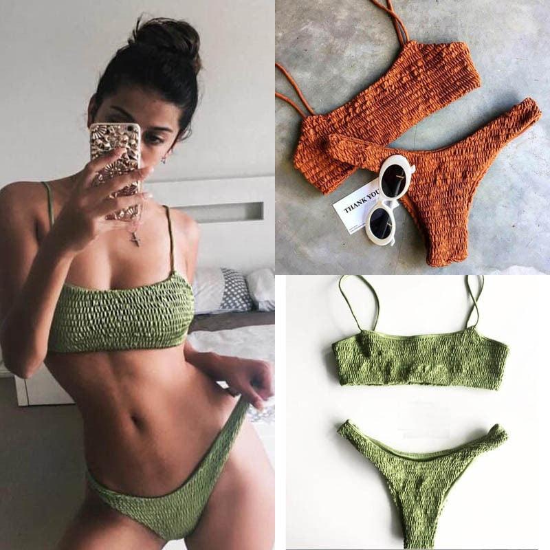 Bikinis Women Swimwear Two Piece Set Women Plus Size Swimwear Bandage Push-Up Padded Bra Bikini Set Swimsuit Bathing Suit Women Push-up Padded Bra Bandage Bikini Set Swimsuit Swimwear Bathing Stevvex