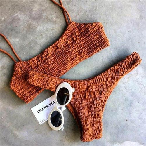 Bikinis Women Swimwear Two Piece Set Women Plus Size Swimwear Bandage Push-Up Padded Bra Bikini Set Swimsuit Bathing Suit Women Push-up Padded Bra Bandage Bikini Set Swimsuit Swimwear Bathing Stevvex