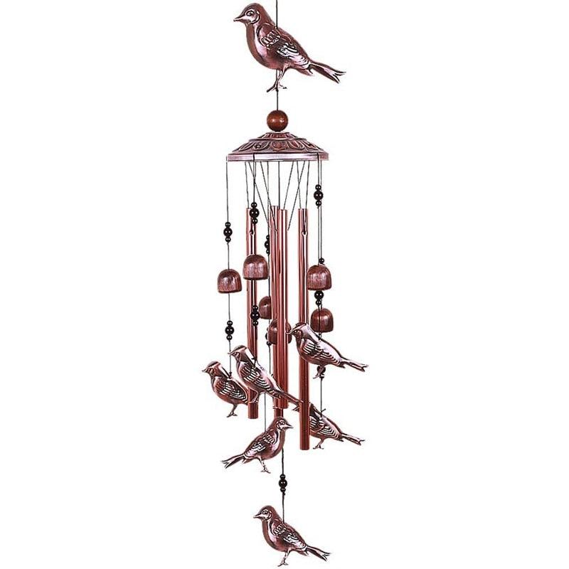 Bird Wind Chimes Waterproof Metal Wind Bells With Aluminum Tubes Bells Deep Tone Memorial Wind Chimes with Hook Smooth Melodic Tones Copper Antique Wind Chime Wall Hanging Home Decoration Romantic Wind Chime For Home Stevvex