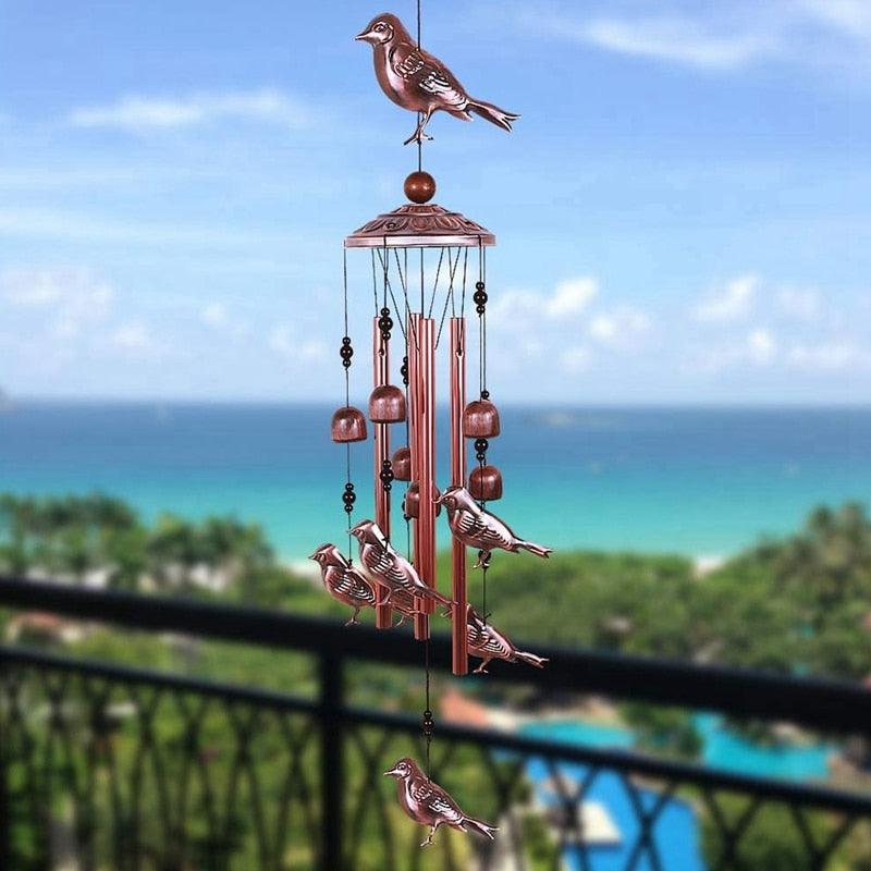 Bird Wind Chimes Waterproof Metal Wind Bells With Aluminum Tubes Bells Deep Tone Memorial Wind Chimes with Hook Smooth Melodic Tones Copper Antique Wind Chime Wall Hanging Home Decoration Romantic Wind Chime For Home Stevvex